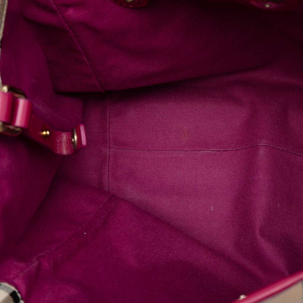 Burberry Small Haymarket Check Coated Canvas Canterbury Tote Brown Canvas Good condition - Model View