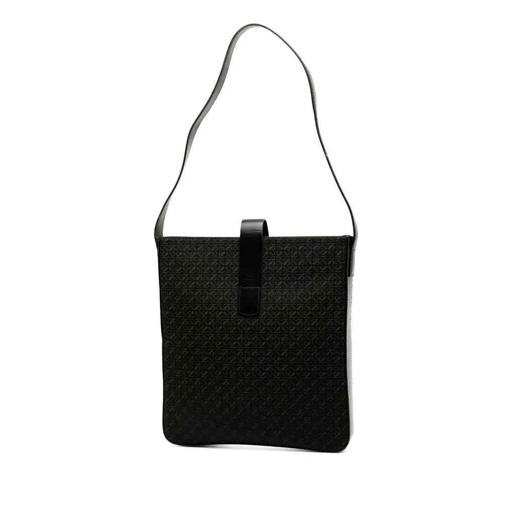 Loewe Anagram Canvas Shoulder Bag Black Canvas Good - Back View