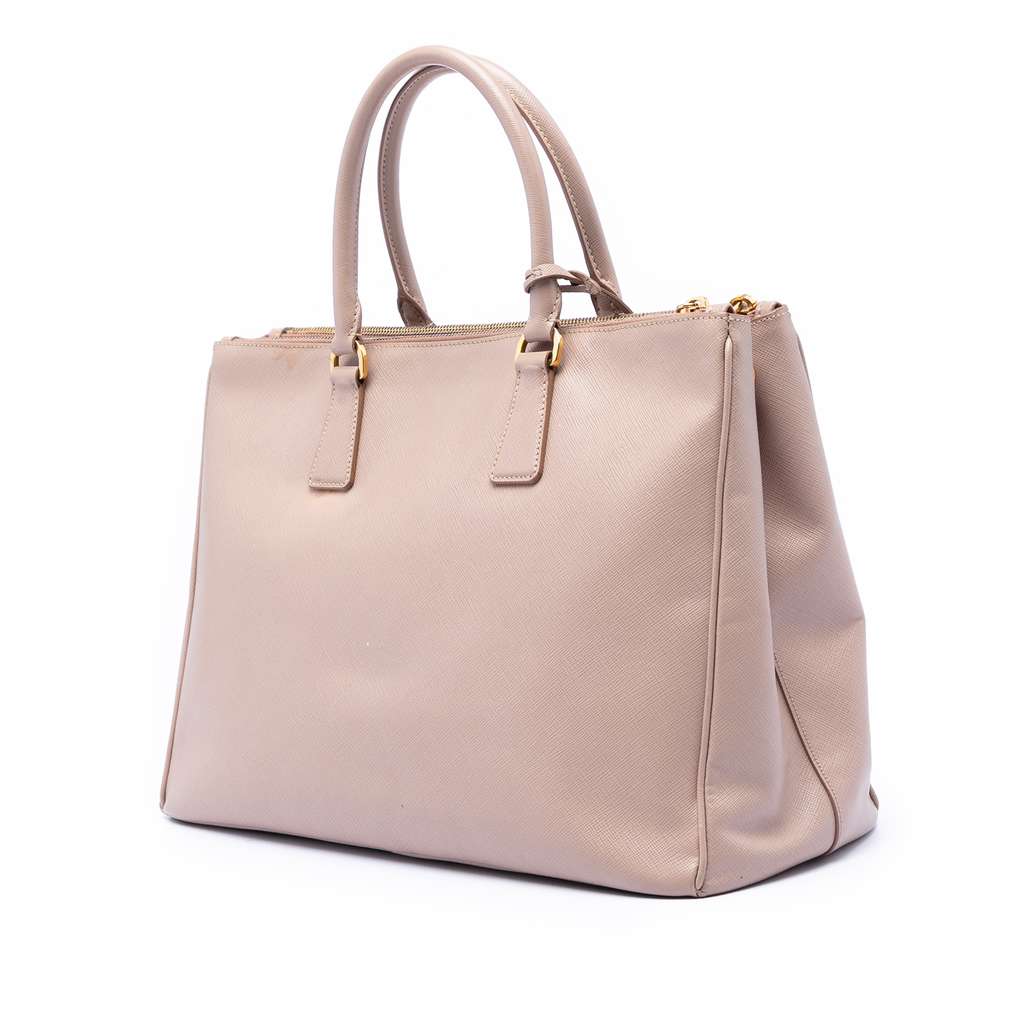 Prada Large Saffiano Lux Galleria Double Zip Tote Brown Leather Good condition - Back View