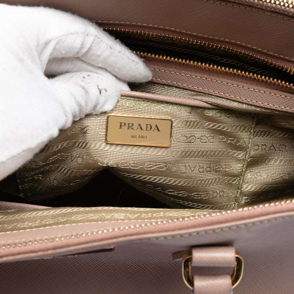 Prada Large Saffiano Lux Galleria Double Zip Tote Brown Leather Good condition - Box View