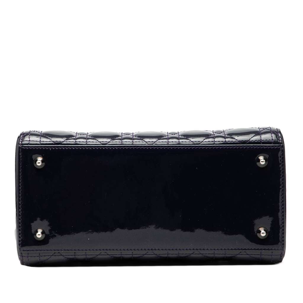 Dior Medium Patent Cannage Lady Dior Blue Leather Good condition - Inside View