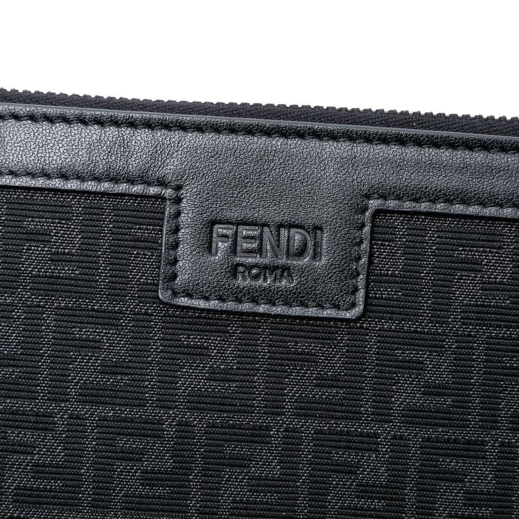 Fendi Zucchino Canvas Flat Clutch Black Canvas Good condition - Box View