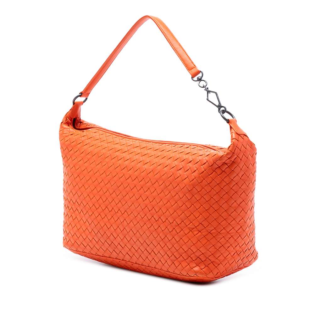 Bottega Veneta Nappa Intrecciato Shoulder Bag Orange Leather Good condition - Back View