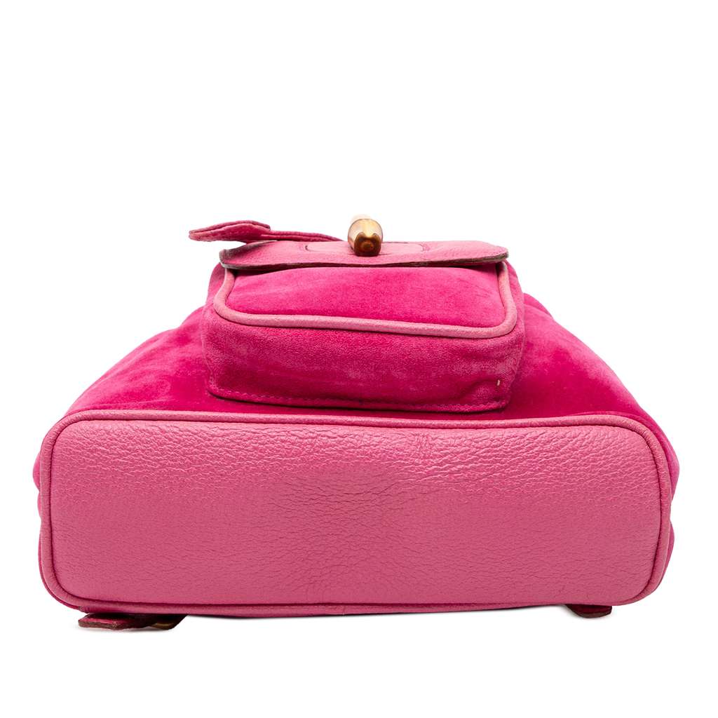 Gucci Suede Bamboo Backpack Pink Leather Good condition - Inside View