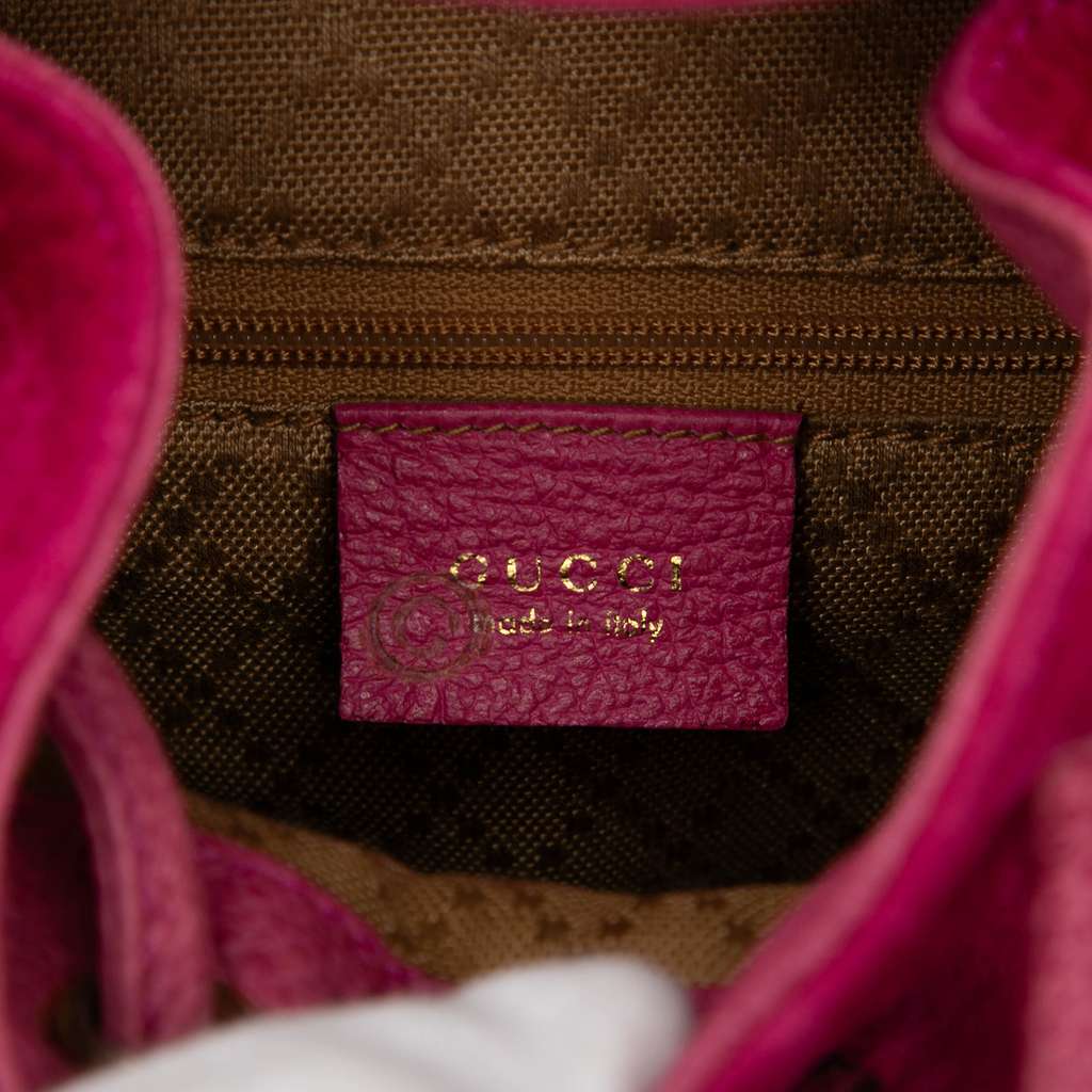 Gucci Suede Bamboo Backpack Pink Leather Good condition - Box View