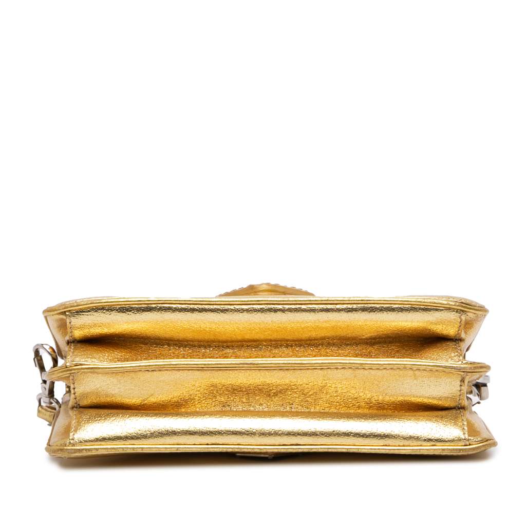 Prada Metallic Cinghiale Crossbody Gold Leather Good condition - Inside View