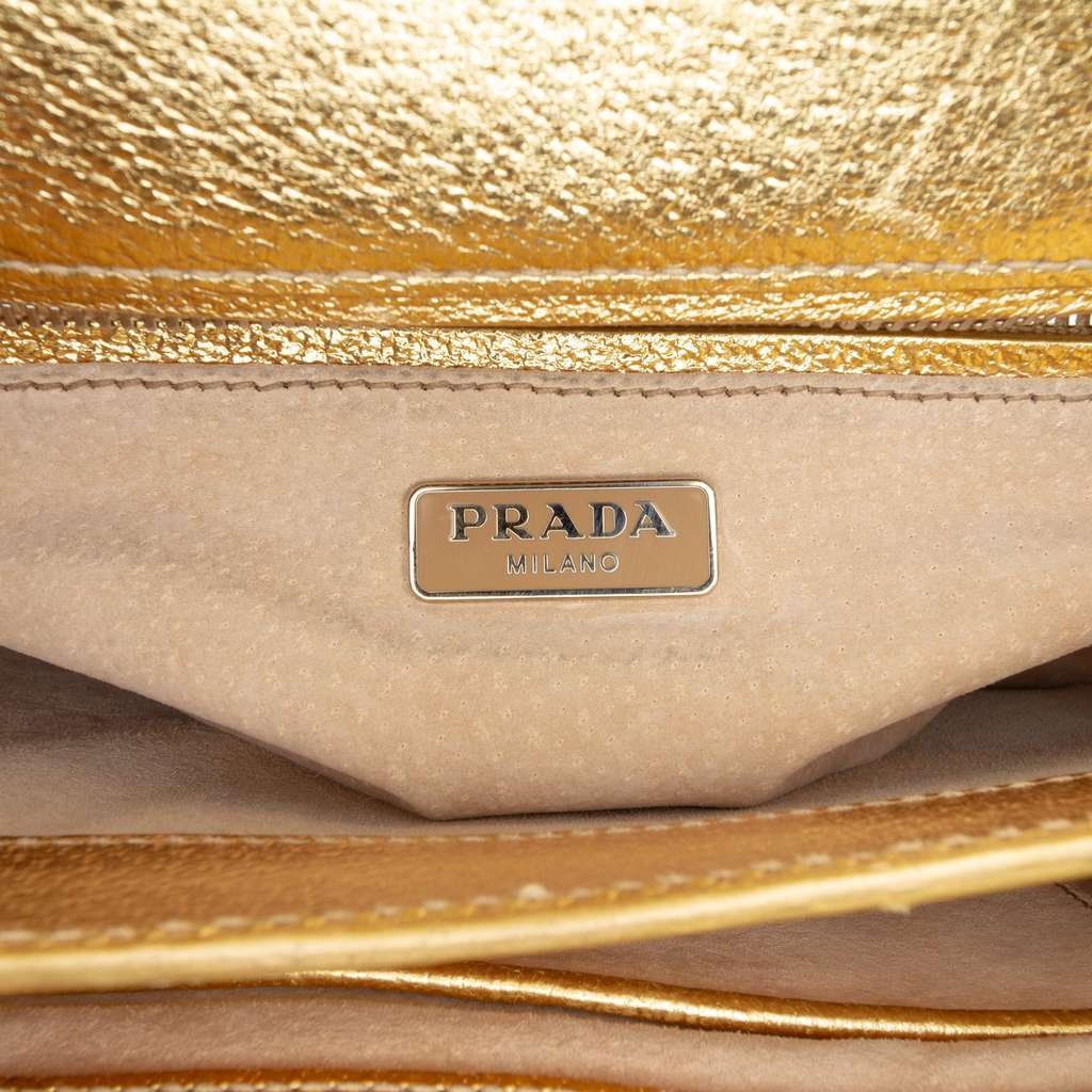 Prada Metallic Cinghiale Crossbody Gold Leather Good condition - Box View
