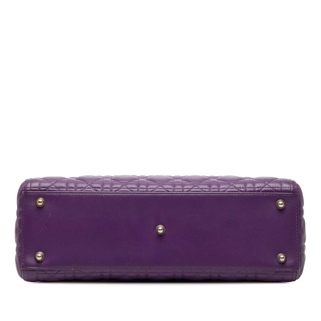 Dior Large Lambskin Cannage Lady Dior Purple Leather Good condition - Inside View