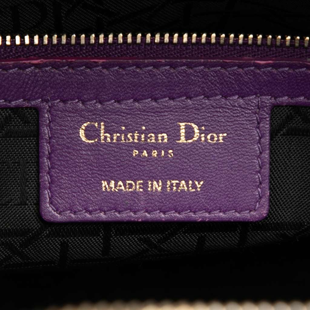 Dior Large Lambskin Cannage Lady Dior Purple Leather Good condition - Box View