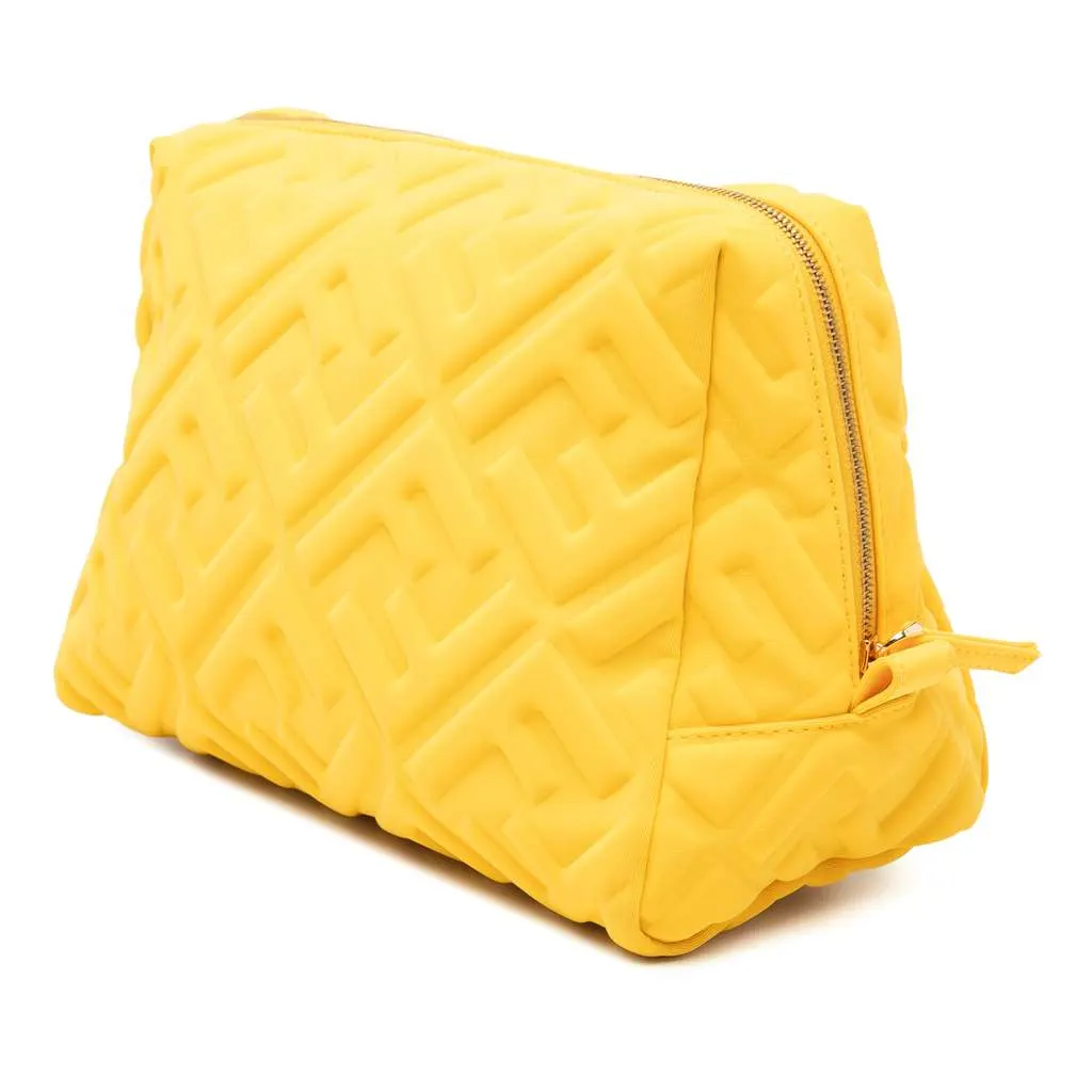 Fendi Zucca Embossed Technical Fabric Cosmetic Pouch Yellow Polyamide Very good - Back View