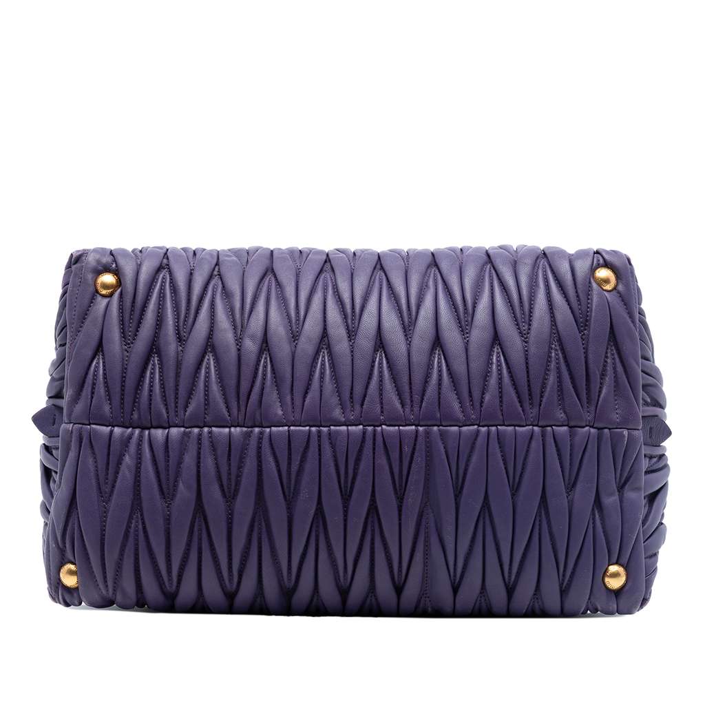 Miu Miu Matelasse Lambskin Satchel Purple Leather Good condition - Inside View