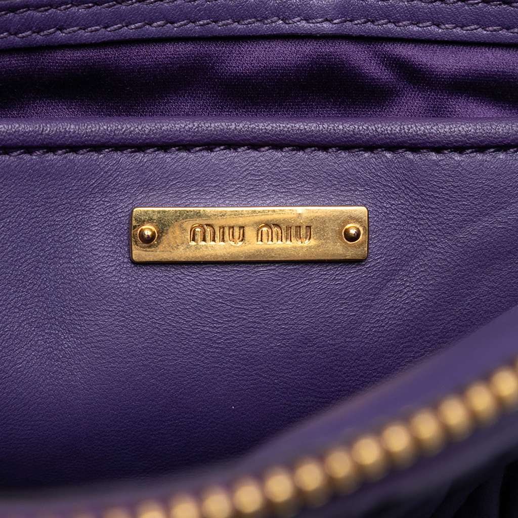 Miu Miu Matelasse Lambskin Satchel Purple Leather Good condition - Box View