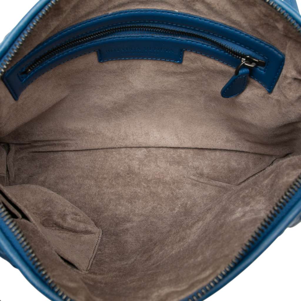 Bottega Veneta Nappa Intrecciato Nodini Crossbody Blue Leather Good condition - Model View