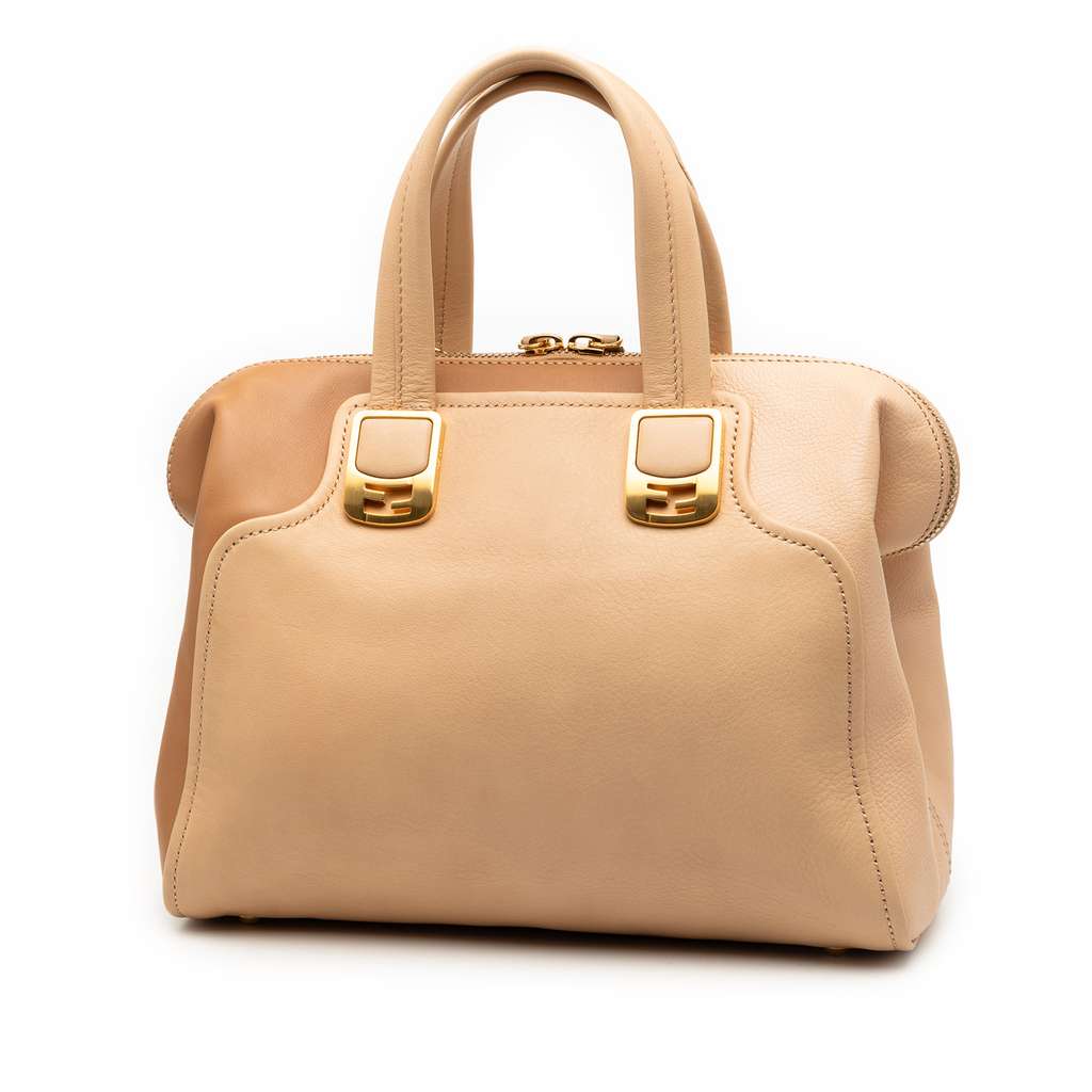 Fendi Small Tricolor Leather Colorblock Chameleon Satchel Brown Leather Good condition - Back View