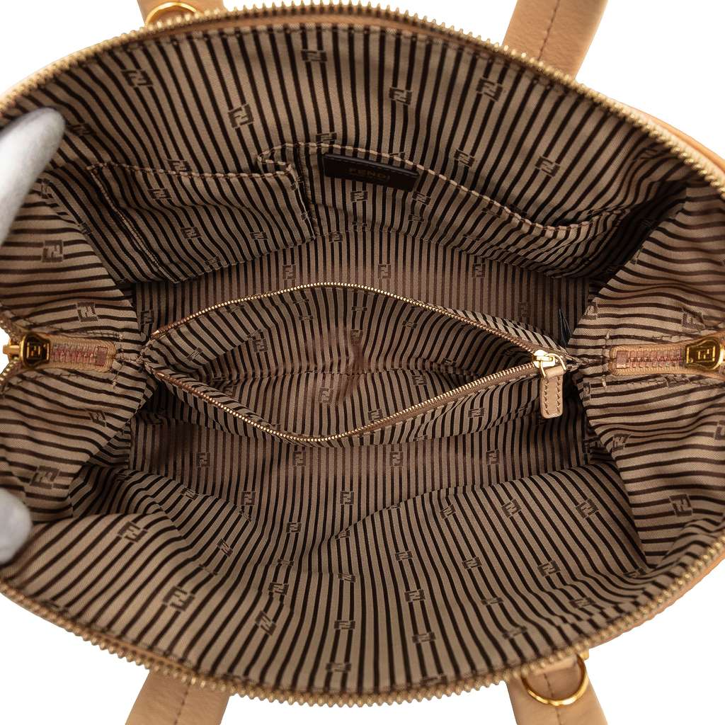 Fendi Small Tricolor Leather Colorblock Chameleon Satchel Brown Leather Good condition - Model View