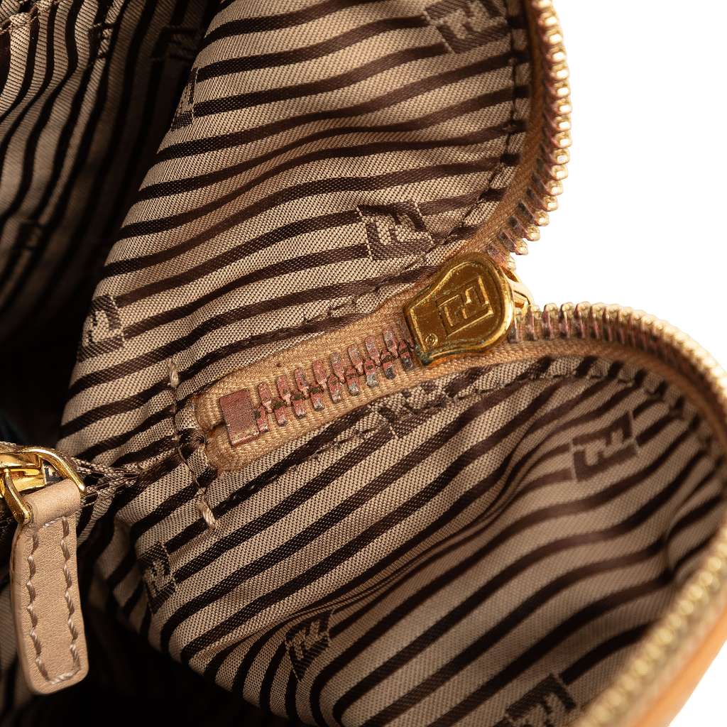 Fendi Small Tricolor Leather Colorblock Chameleon Satchel Brown Leather Good condition - Box View