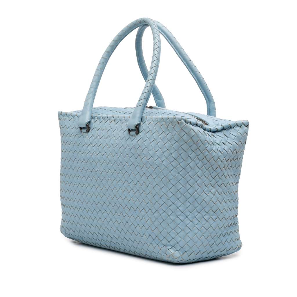 Bottega Veneta Nappa Intrecciato Brick Handbag Blue Leather Good condition - Back View