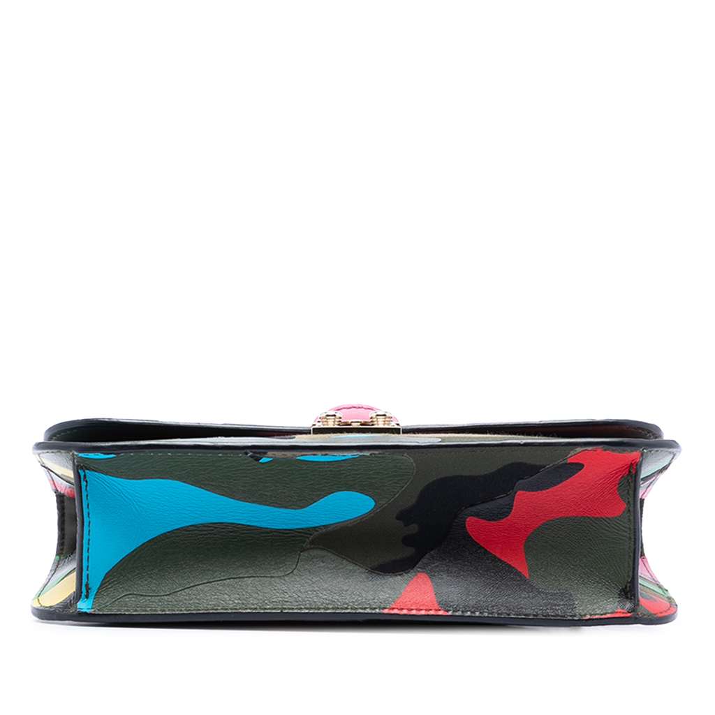 Valentino Medium Nappa and Canvas Camouflage Rockstud Glam Lock Crossbody Green Leather Good condition - Inside View