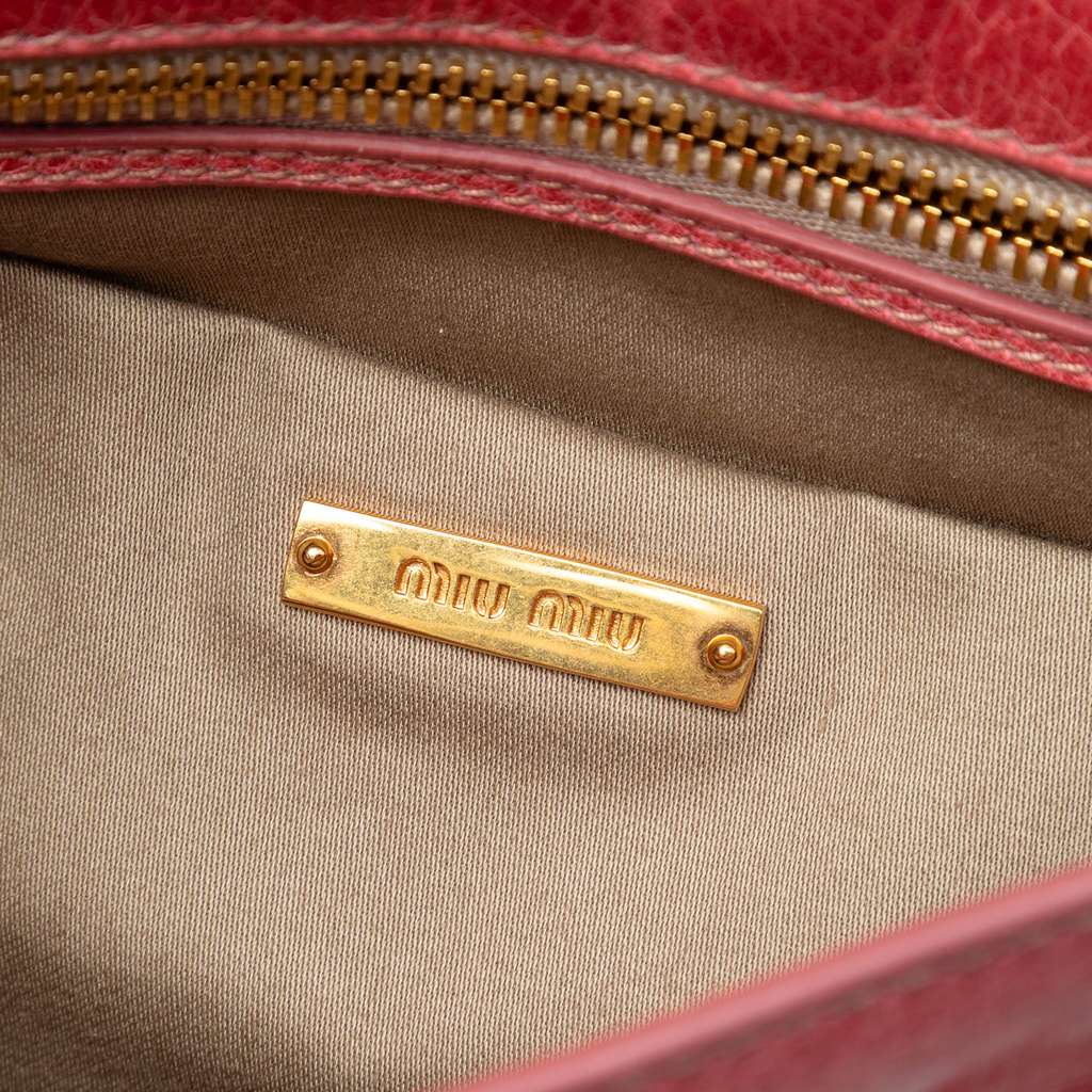 Miu Miu Distressed Leather Turnlock Satchel Pink Leather Good condition - Box View