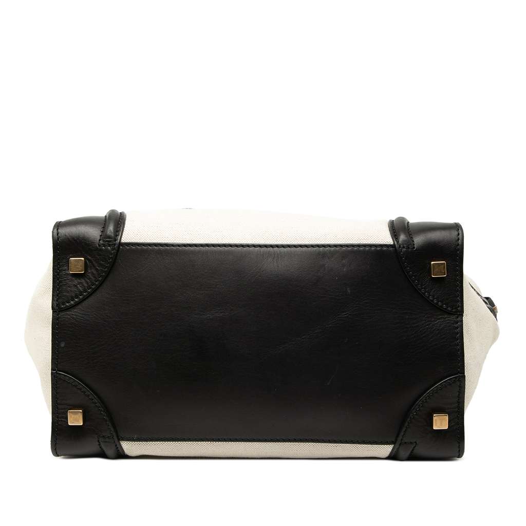 Celine Mini Bicolor Canvas and Leather Luggage Tote Brown Canvas Good condition - Inside View