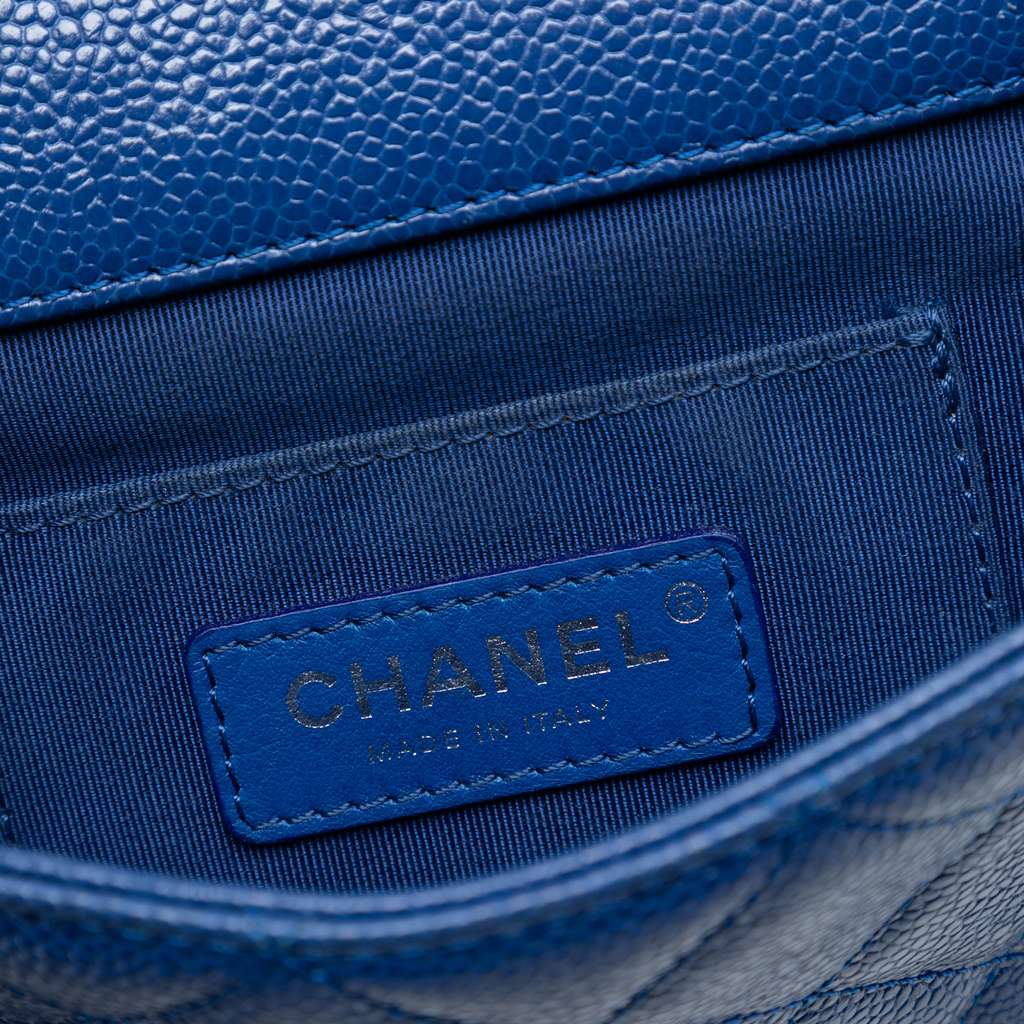 Chanel Mini Square Quilted Caviar CC Incognito Single Flap Blue Leather Good condition - Box View