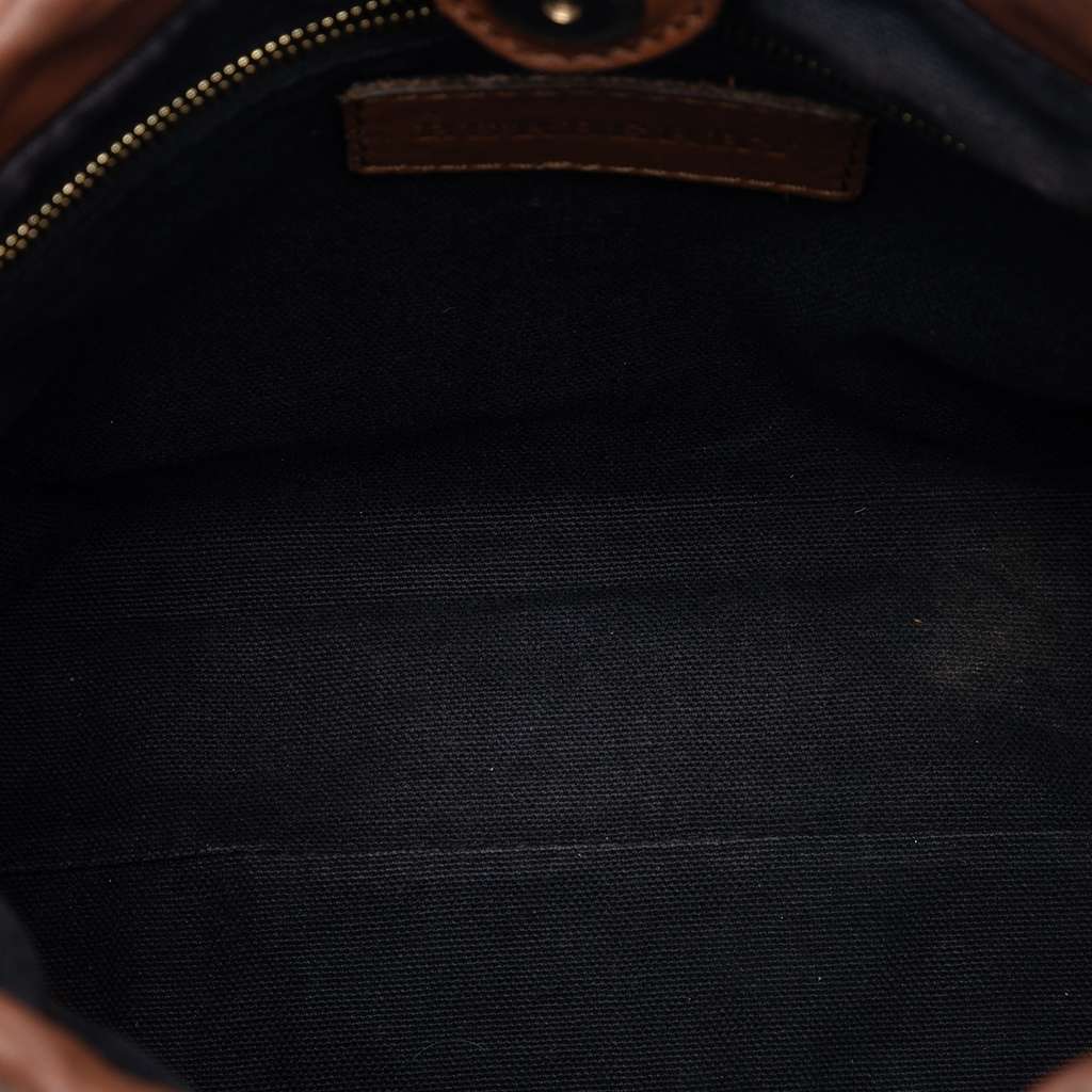 Burberry House Check Canvas and Calfskin Little Crush Crossbody Brown Leather Good condition - Model View