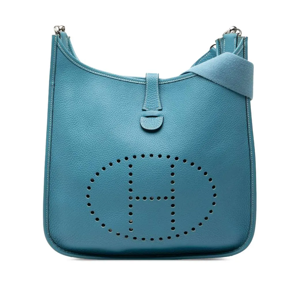 Hermès Clemence Evelyne GM Blue Leather Very good - Front View