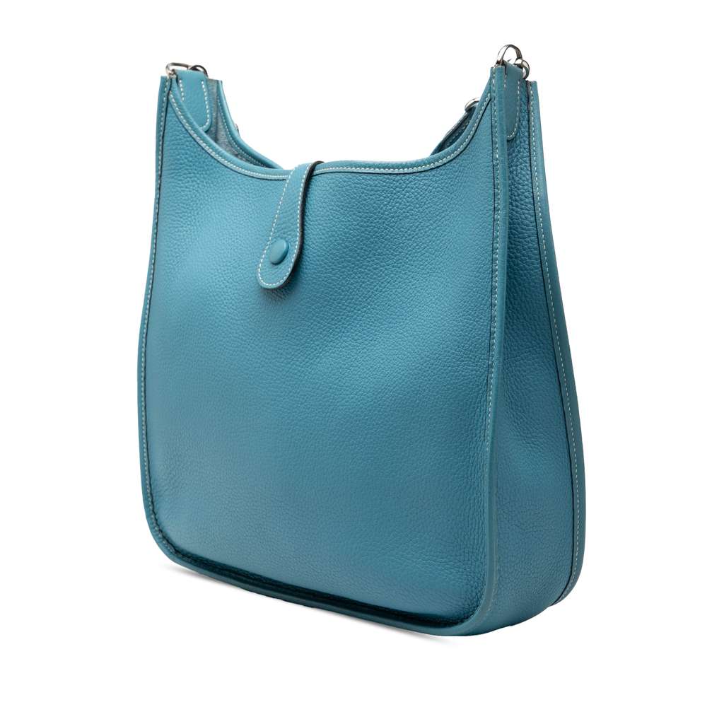 Hermès Clemence Evelyne GM Blue Leather Good condition - Back View