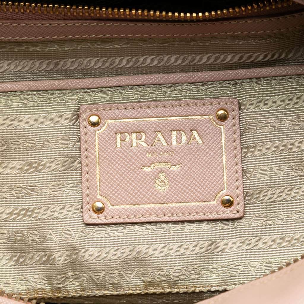Prada Small Bicolor Saffiano Square Bauletto Satchel Pink Leather Good condition - Box View