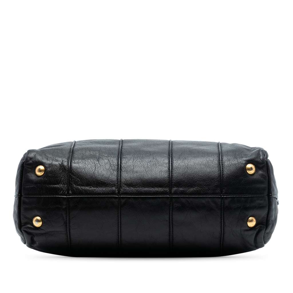 Prada Soft Calf Frame Top Handle Bag Black Leather Good condition - Inside View