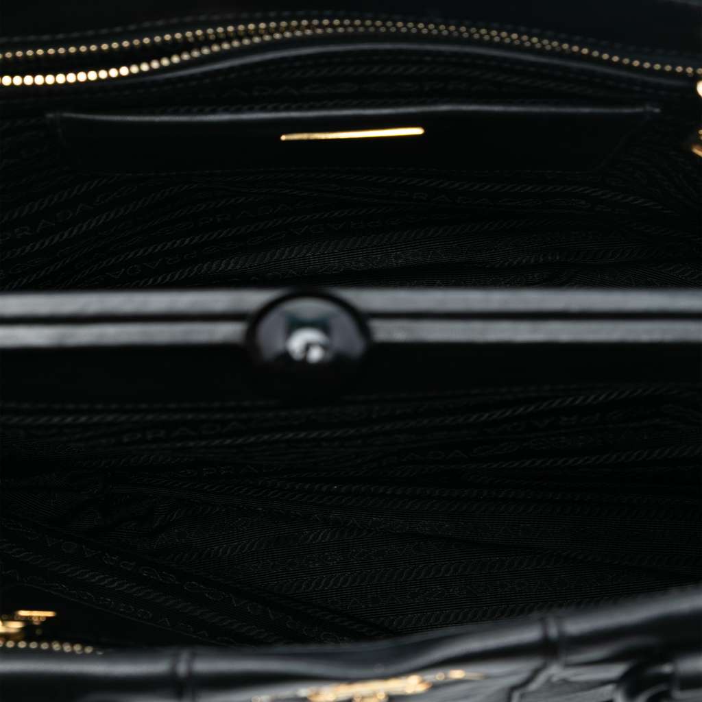 Prada Soft Calf Frame Top Handle Bag Black Leather Good condition - Model View