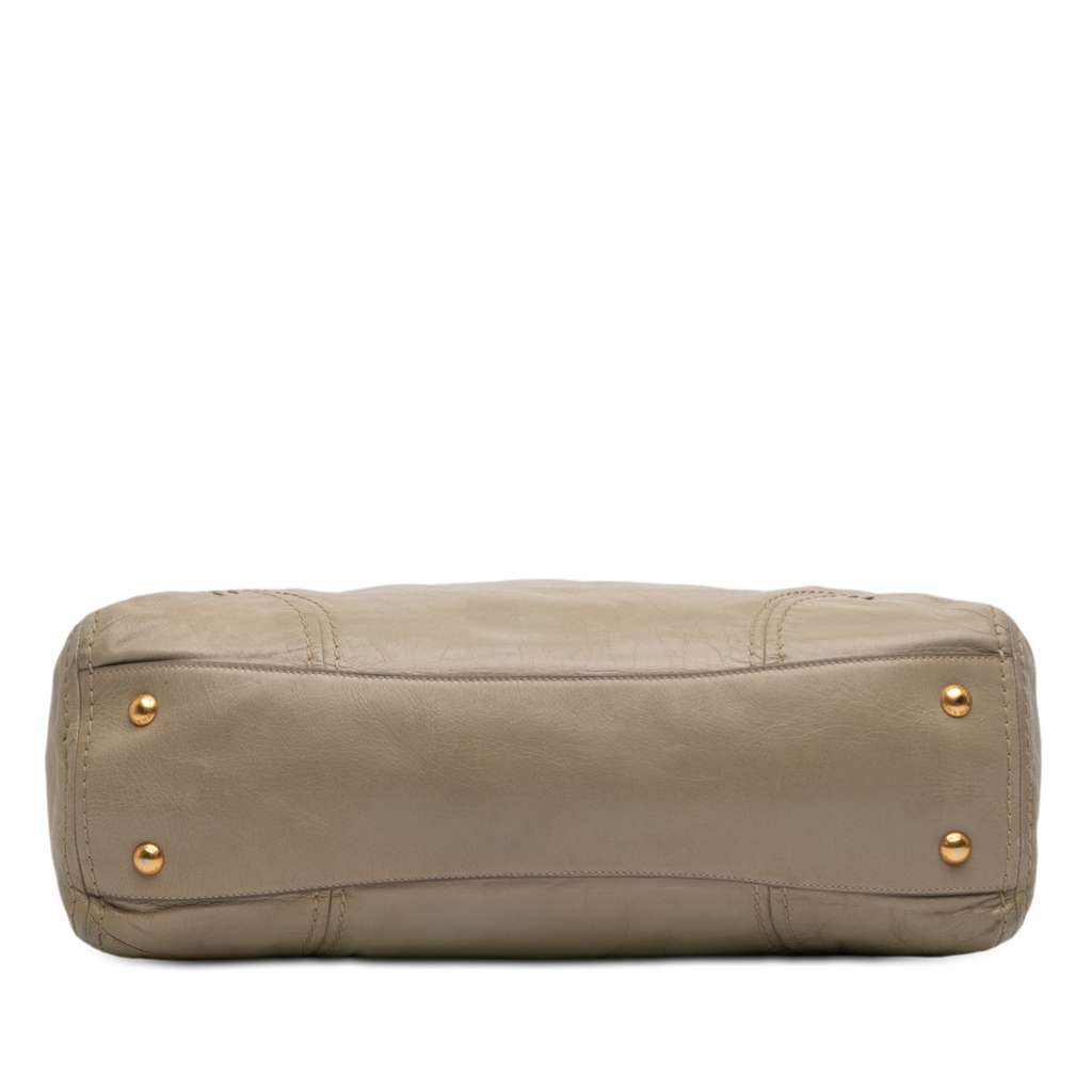 Prada Vitello Shine Zip Top Satchel Brown Leather Good condition - Inside View