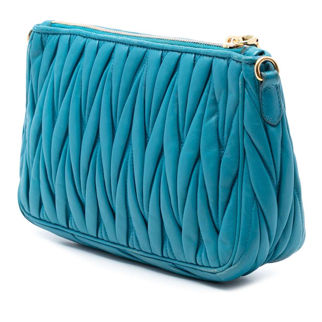 Miu Miu Matelasse Nappa Shoulder Bag Blue Leather Good condition - Back View