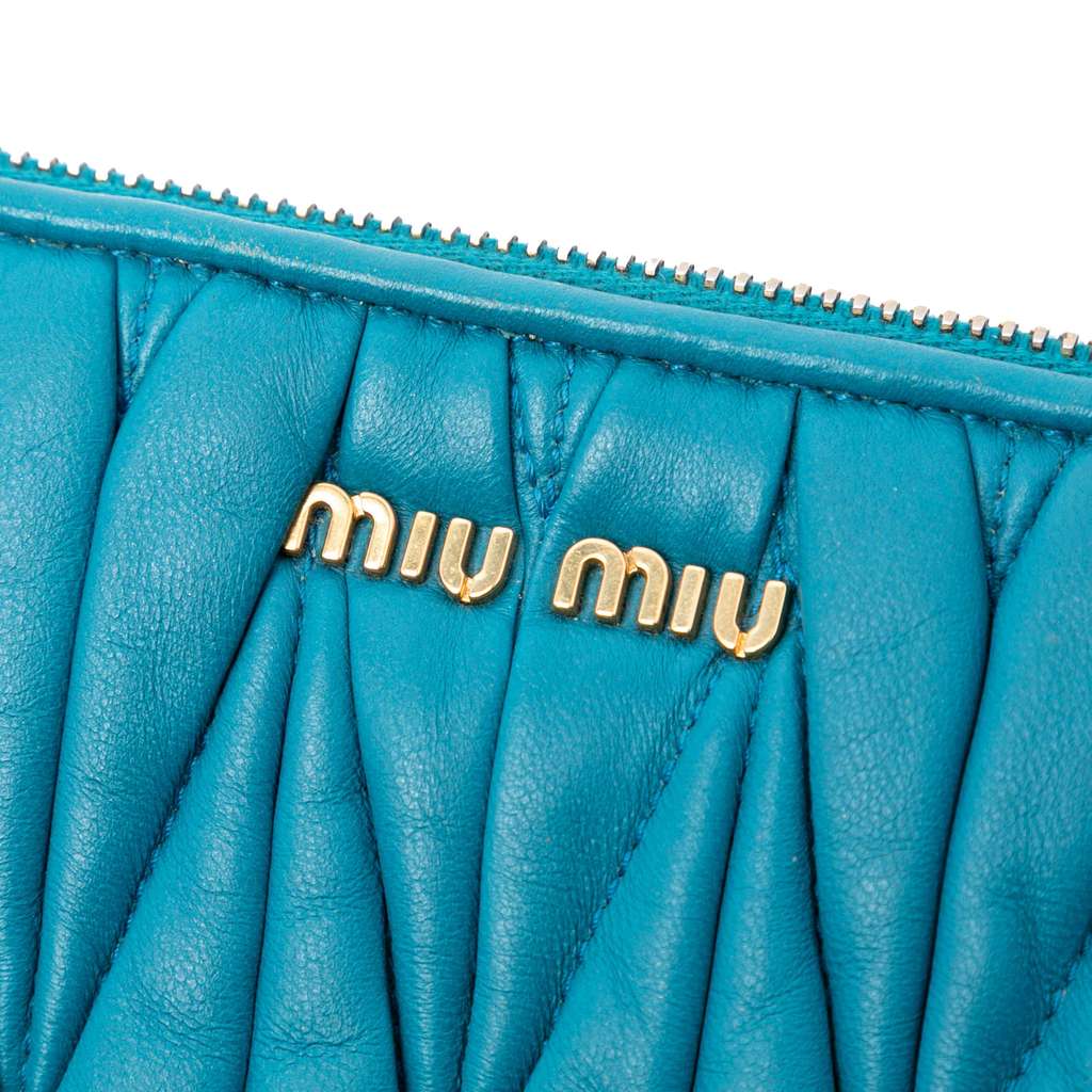 Miu Miu Matelasse Nappa Shoulder Bag Blue Leather Good condition - Box View
