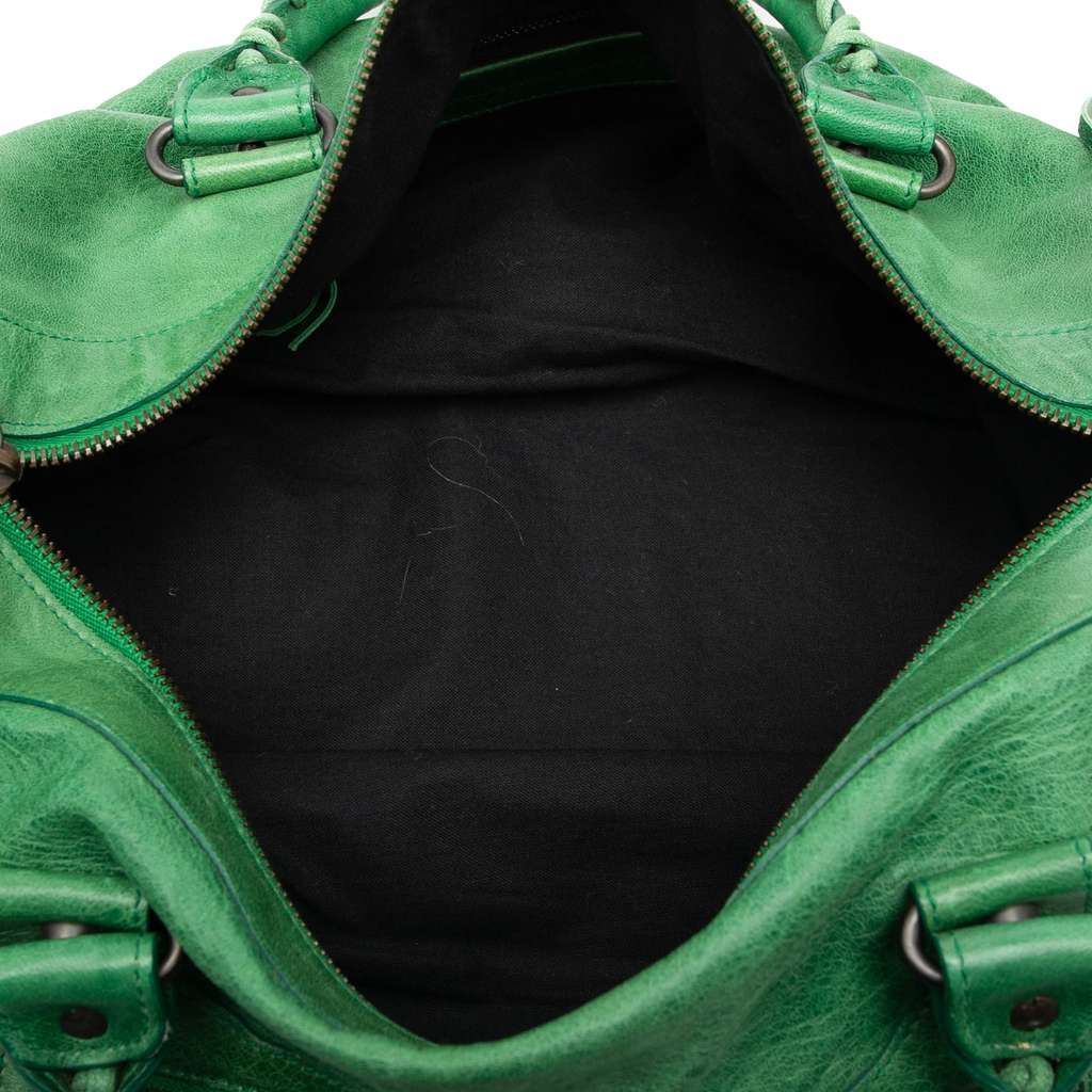 Balenciaga Maxi Lambskin Motocross Twiggy Satchel Green Leather Good condition - Model View