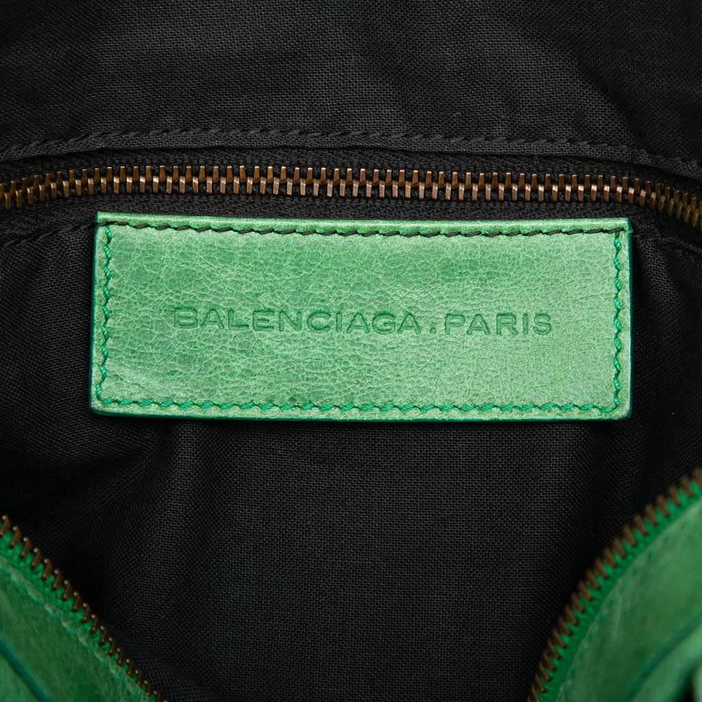 Balenciaga Maxi Lambskin Motocross Twiggy Satchel Green Leather Good condition - Box View