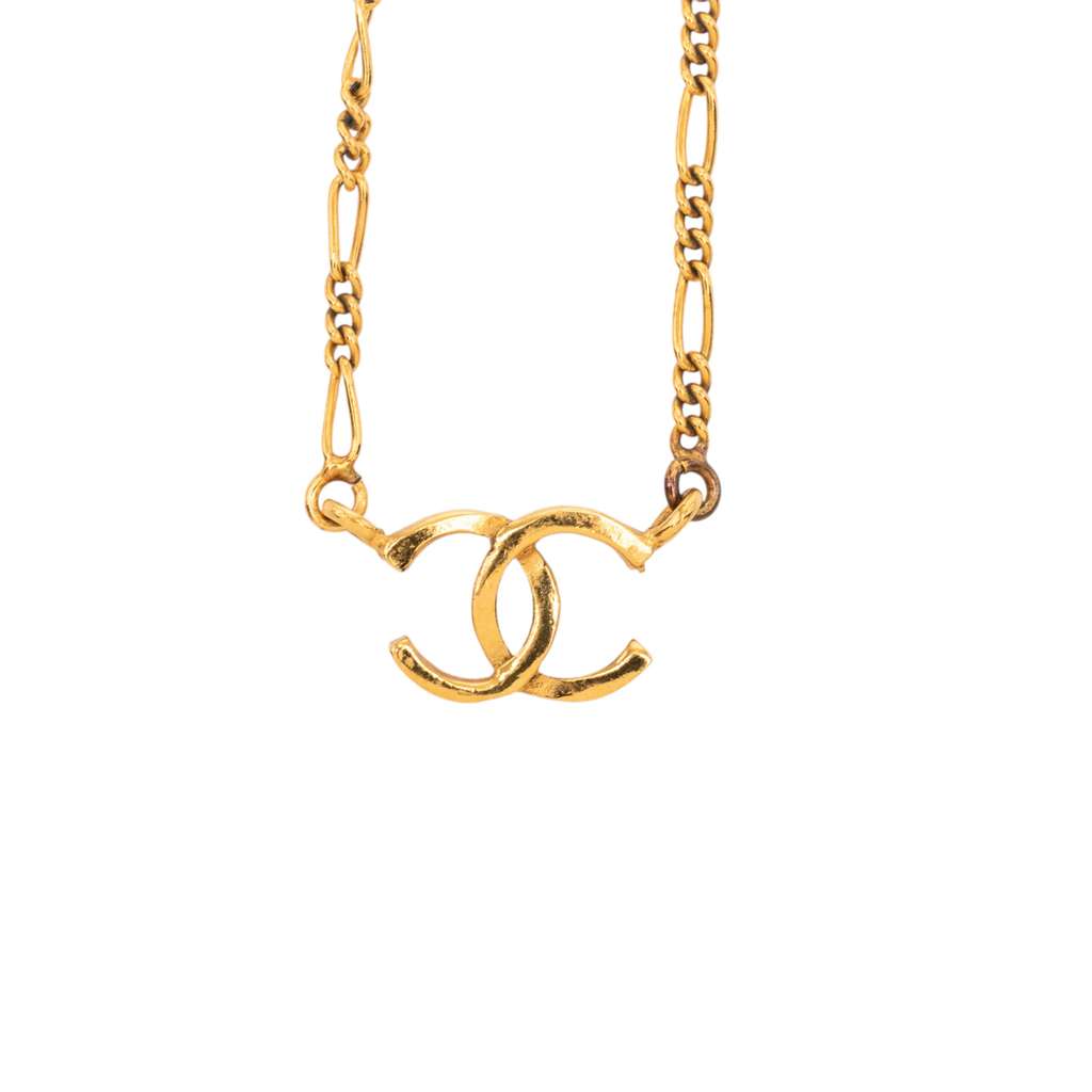Chanel Gold Plated CC Pendant Necklace Gold Metal Good condition - Back View