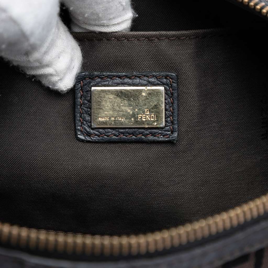 Fendi Zucchino Canvas F Charm Crossbody Brown Canvas Good condition - Box View