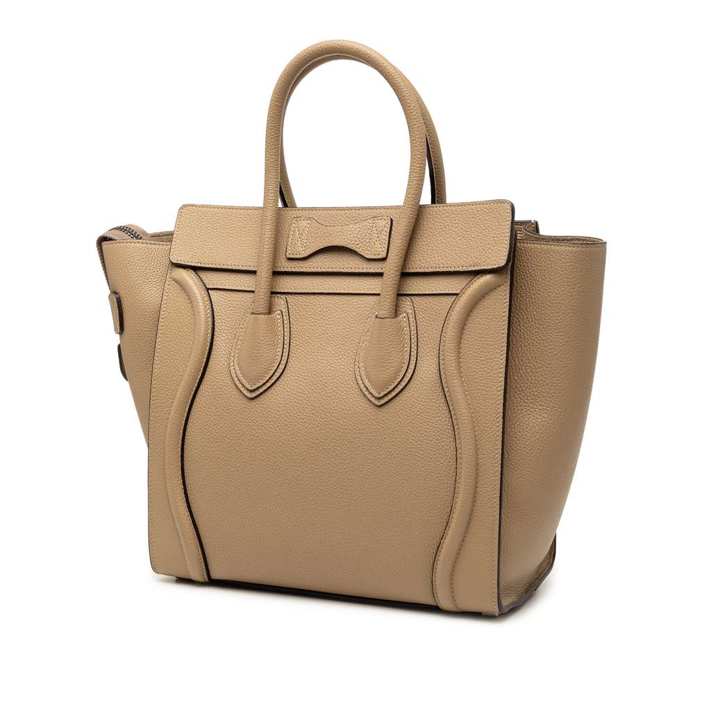 Celine Micro Drummed Calfskin Luggage Tote Brown Leather Good condition - Back View