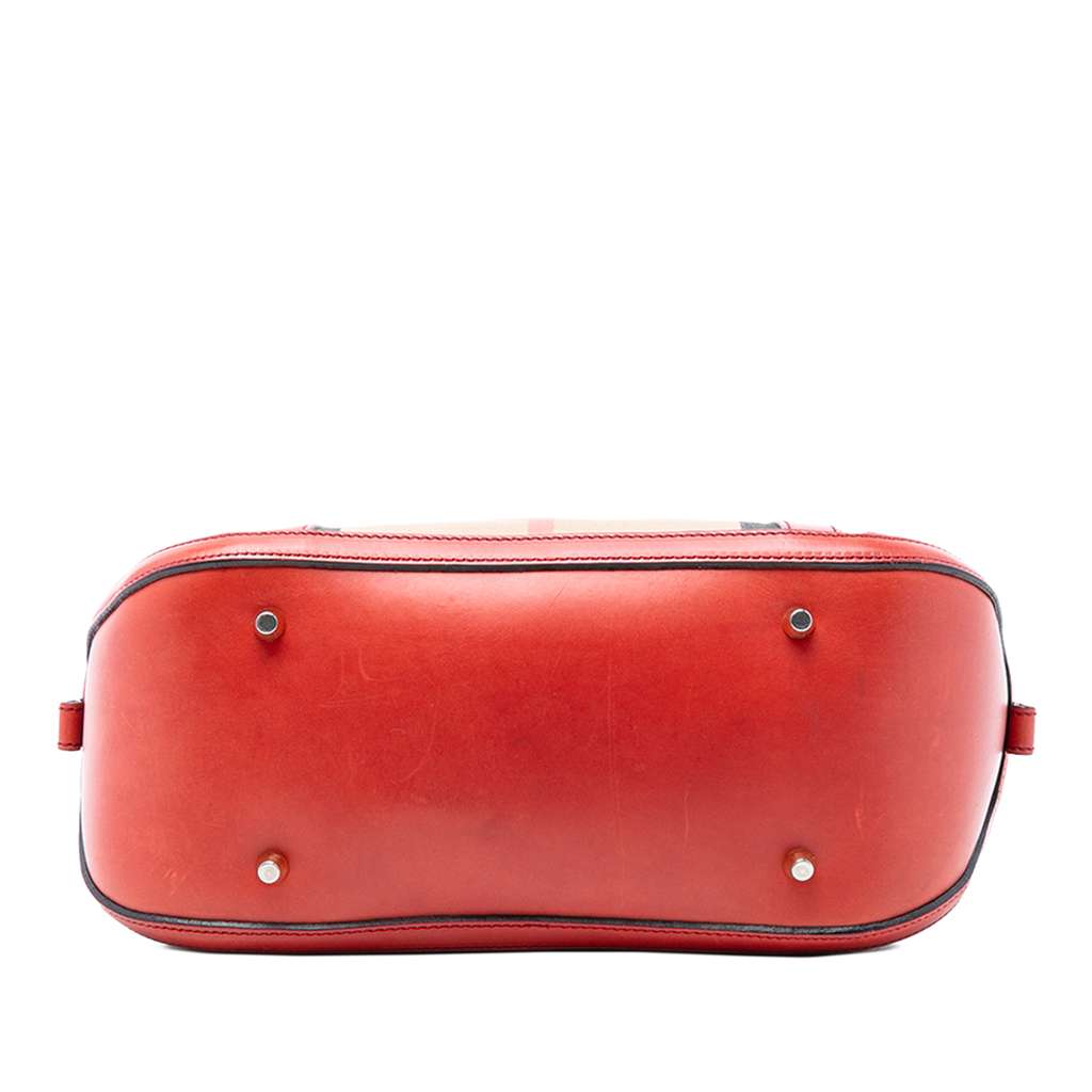 Burberry Small Leather Trimmed House Check Canvas Bridle Orchard Satchel Brown Canvas Good condition - Inside View