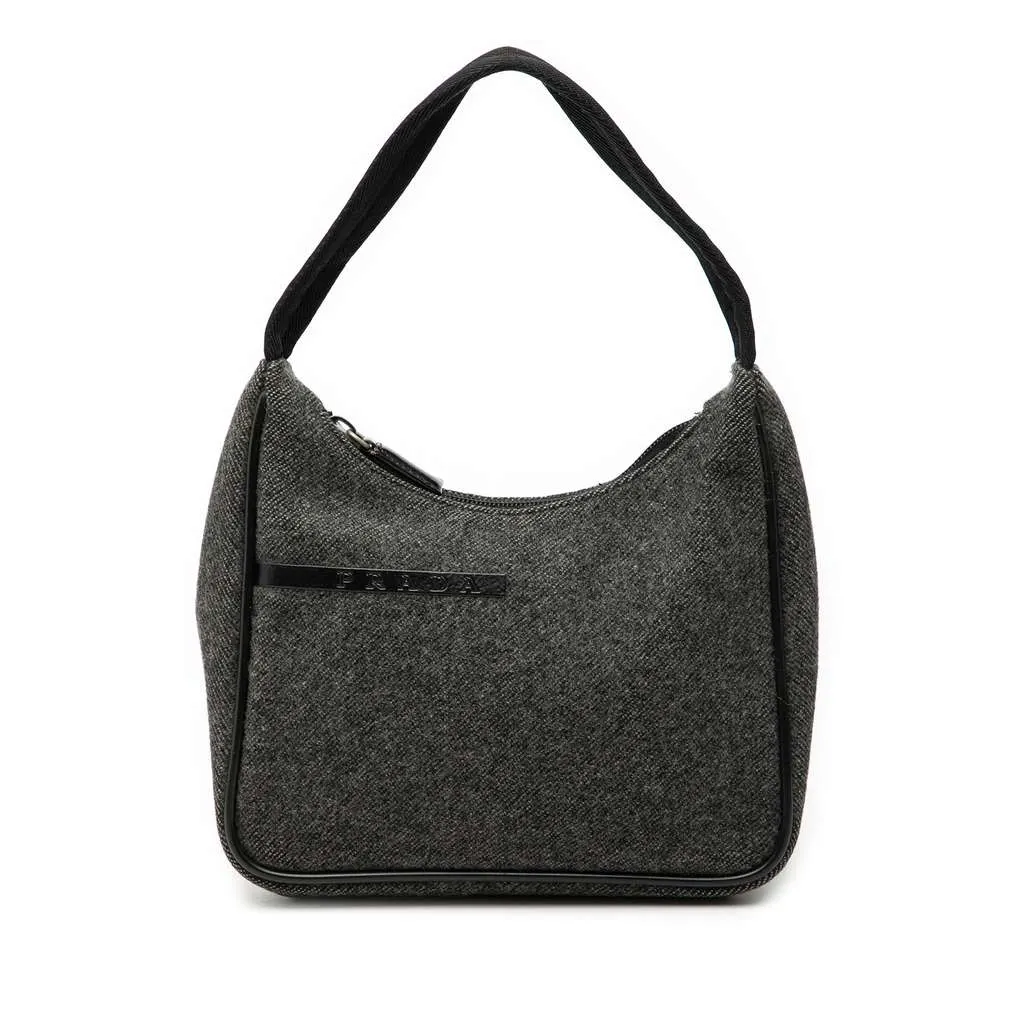 Prada Sports Line Wool Shoulder Bag Grey Wool Good - Front View