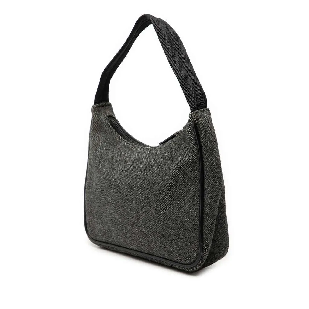 Prada Sports Line Wool Shoulder Bag Grey Wool Good - Back View