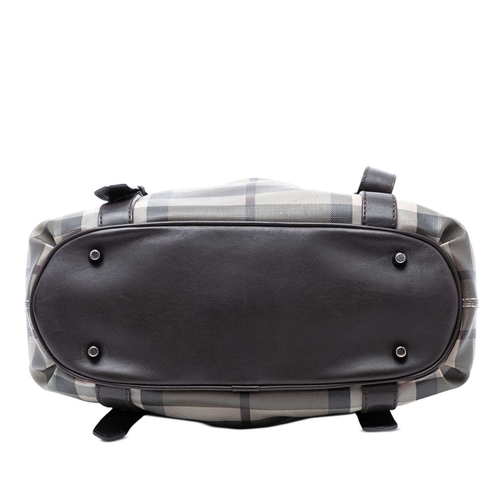 Burberry Small Smoke Check Coated Canvas Northfield Satchel Brown Canvas Good condition - Inside View