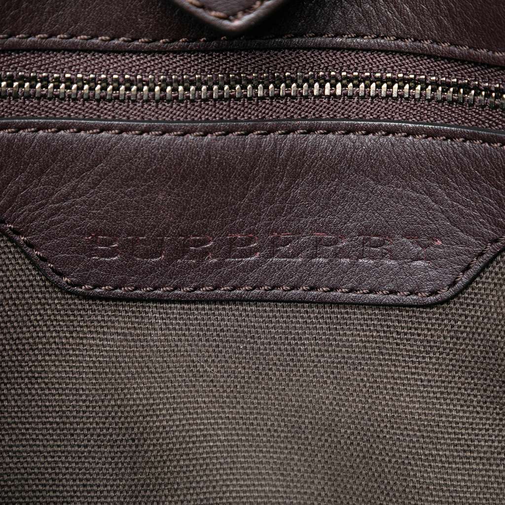 Burberry Small Smoke Check Coated Canvas Northfield Satchel Brown Canvas Good condition - Box View