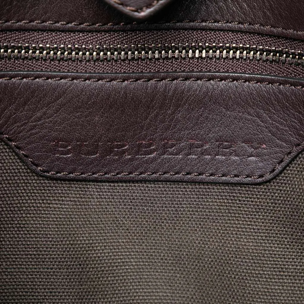 Burberry Small Smoke Check Coated Canvas Northfield Satchel Brown Canvas Good - Box View