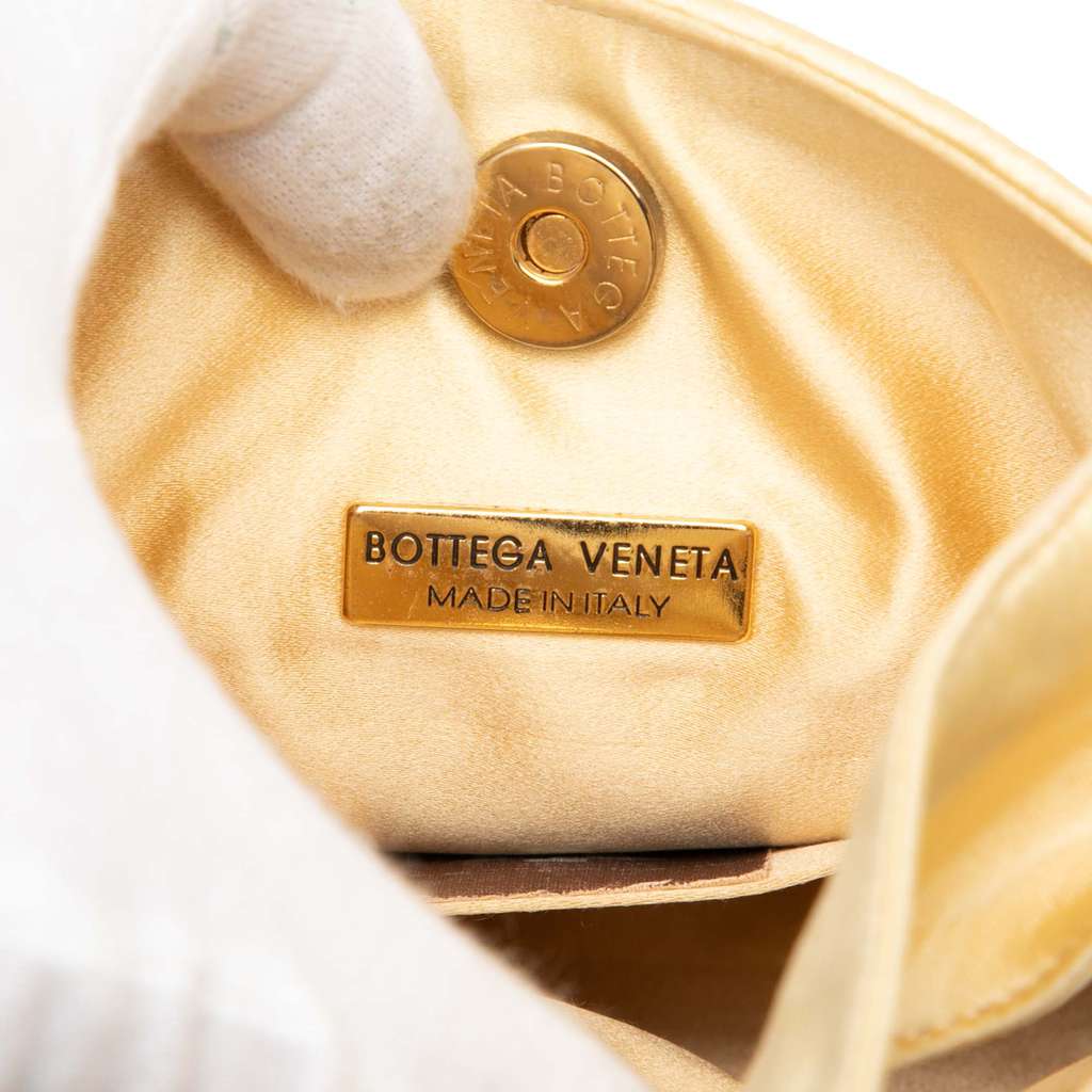 Bottega Veneta Satin Intrecciato Shoulder Bag Gold Satin Good condition - Box View