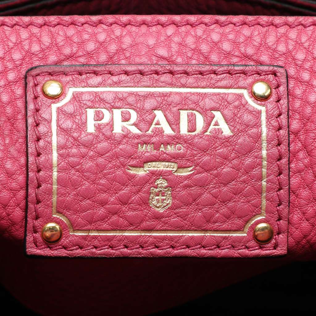 Prada Vitello Daino Open Convertible Tote Pink Leather Good condition - Box View