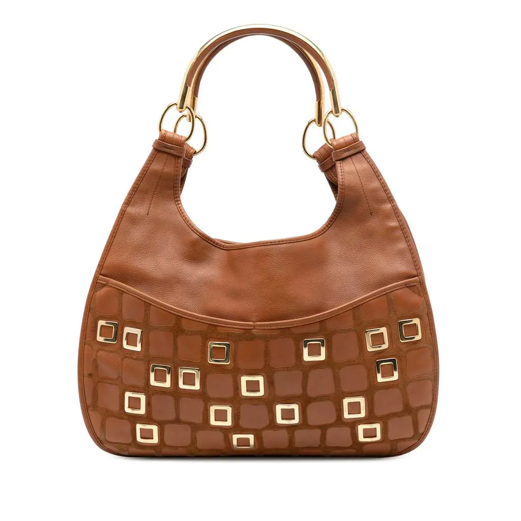 Dior Medium Embellished Leather 61 Hobo Brown Leather Very good - Front View