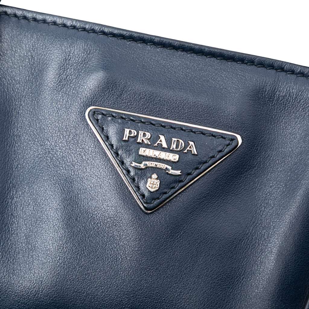 Prada Soft Calf Tote Blue Leather Good condition - Box View