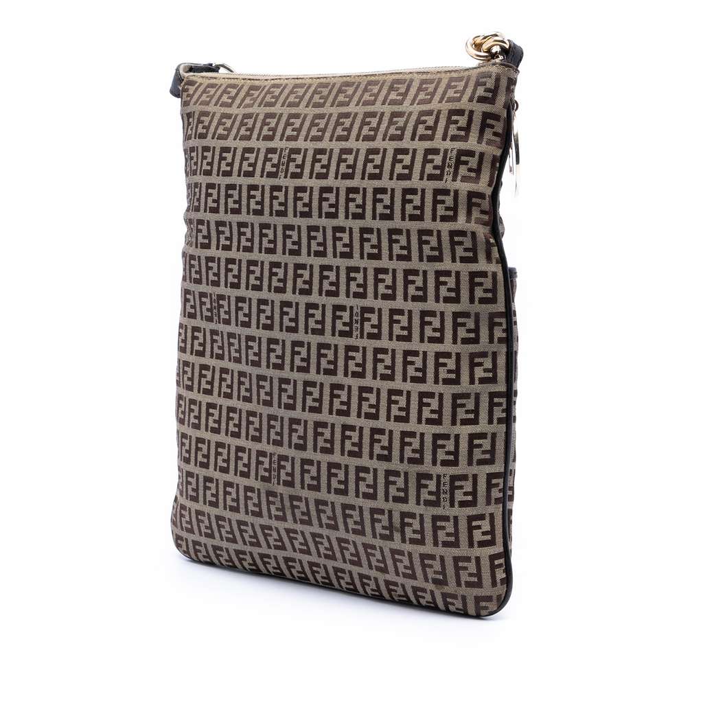 Fendi Zucchino Canvas Crossbody Brown Canvas Good condition - Back View